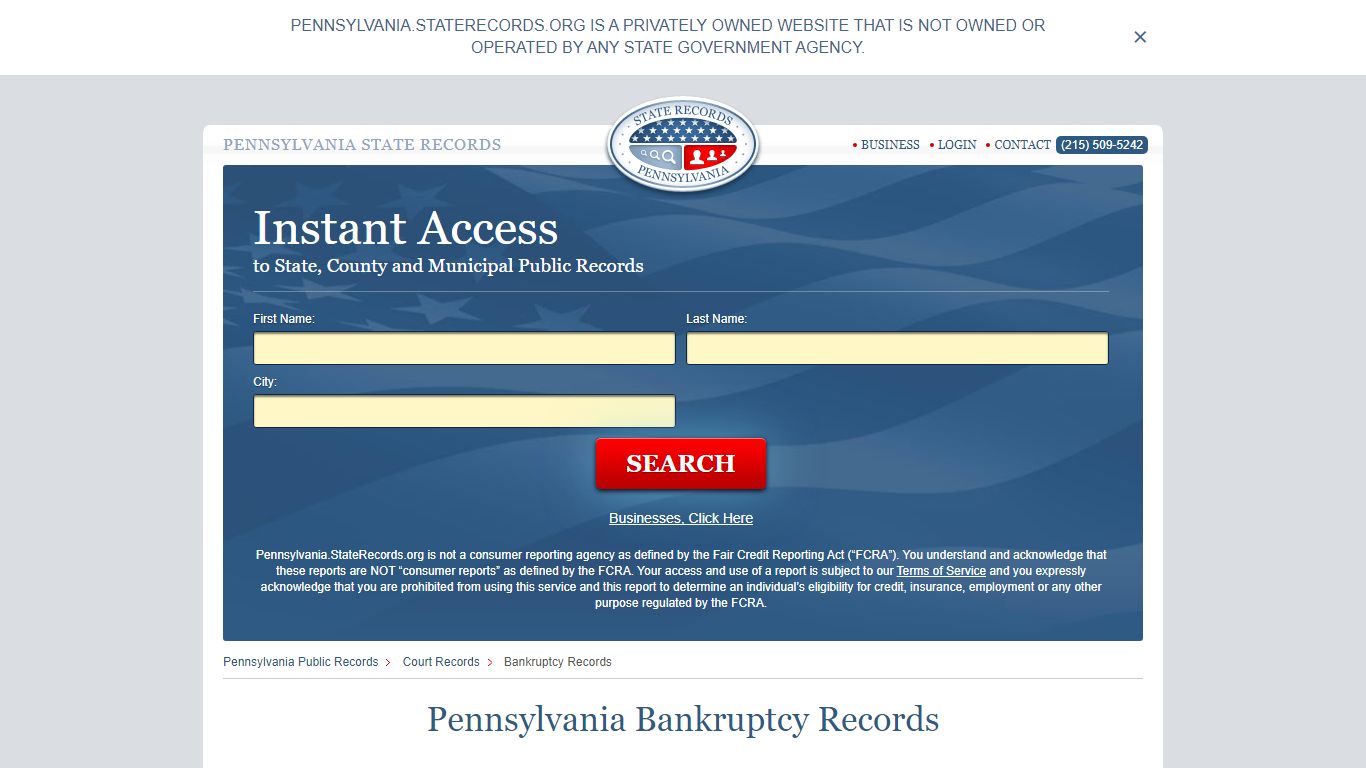 Pennsylvania Bankruptcy Records | StateRecords.org
